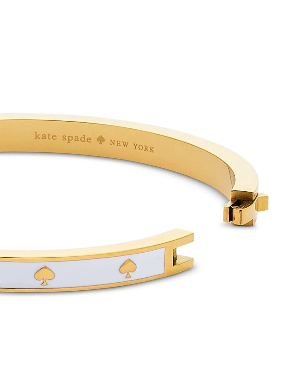 kate spade Spot the Spade Enamel Hinged Bangle Bracelet White Gold - Picture 3 of 12